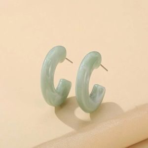 Marble Jade Green Hoop Earrings